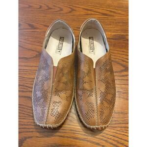 Pikolinos Jerez Brandy Perforated Leather Slip On Shoes Brown Size 37 Women's 6